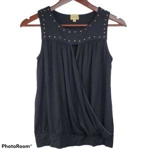 Super cool Ella Moss Blouse Black Studded Sleeveless Top- Small